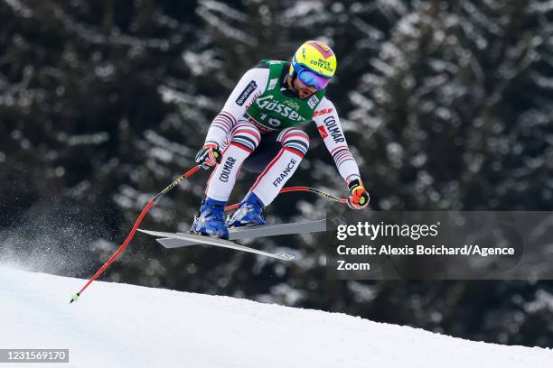 Matthieu Bailet of France in action during the Audi FIS Alpine Ski World Cup Men's Super Giant Slalom on March 7, 2021 in Saalbach Austria.
