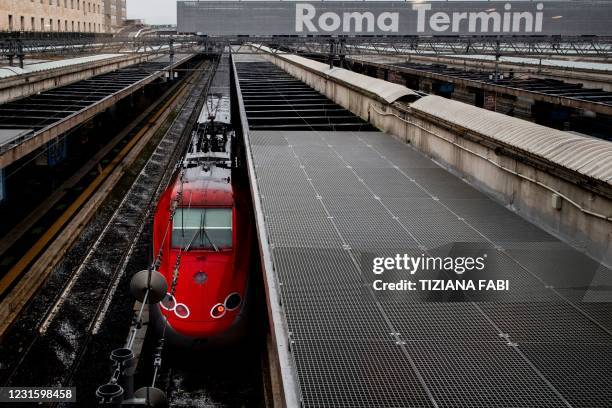 The picture taken on March 8,2021 in Rome shows a view of Termini railway station.