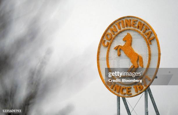 Logo outside the Continental AG headquarters in Hanover, Germany, on Tuesday, March 9, 2021. Continental said profitability will be held back this...