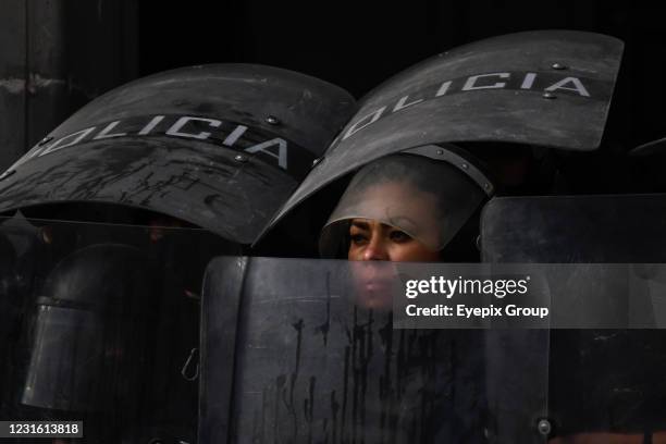 Protest against gender-based violence in the context of International Womens Day. Hundreds of women take part in demonstrations worldwide to demand...