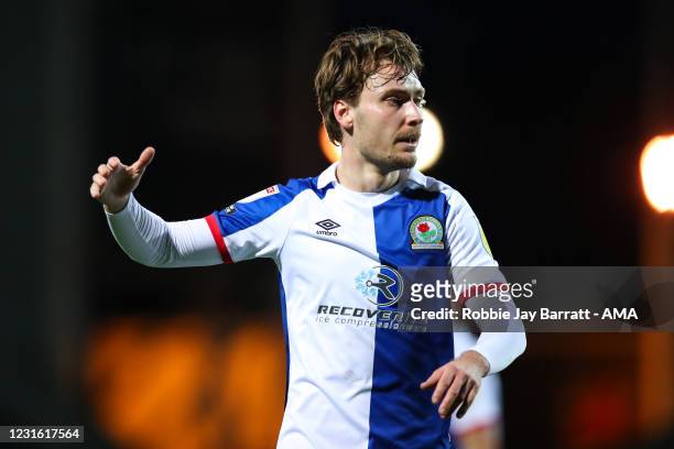 Tom Trybull of Blackburn Rovers during the Sky Bet Championship match between Blackburn Rovers and Swansea City at Ewood Park on March 9, 2021 in...