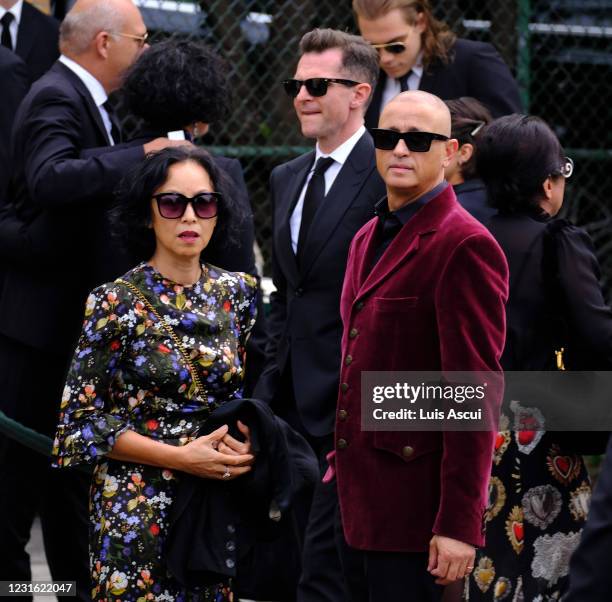 Australian singer-songwriter Johnny Diesel and his wife Jep Lizotte attend the memorial service for Australian music promoter Michael Gudinski , on...