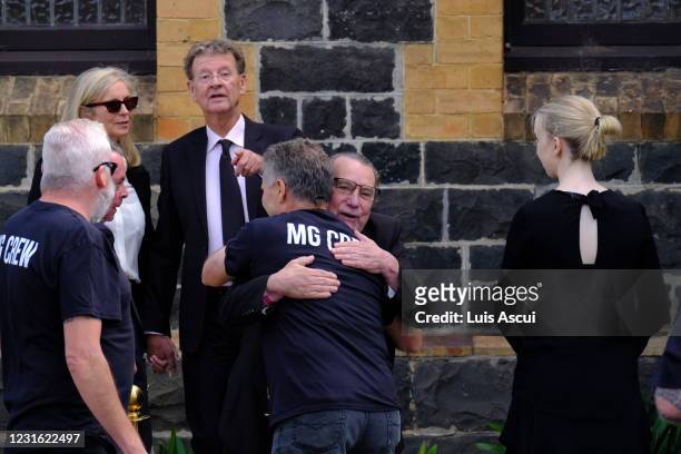 Red Symons attends the funeral service of Australian music promoter Michael Gudinski, on March 10, 2021 in Melbourne, Australia. Australian music...