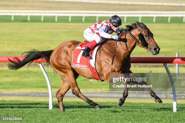 Faretti ridden by Craig Williams wins the Ladbrokes Odds Boost Hcp at Ladbrokes Park Lakeside Racecourse on March 10, 2021 in Springvale, Australia.