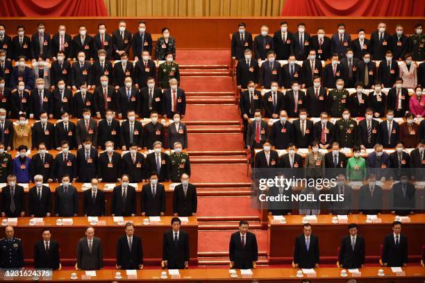 Chinese leaders including Vice Chairman of the Central Military Commission Xu Qiliang, Vice chairman of the National People's Congress Wang Chen,...