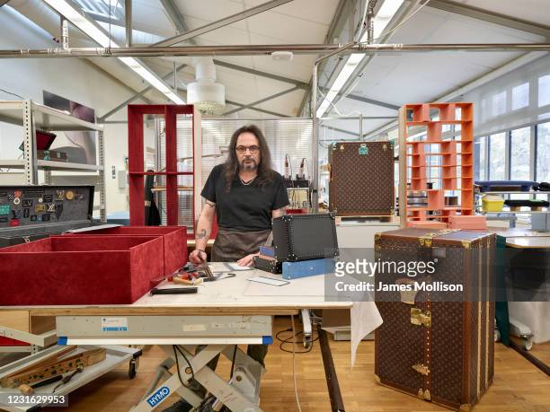 Leather craftsman Eric Leroux is photographed for the Wall Street Journal on March 29, 2017 in AsniËres-sur-Seine, France.