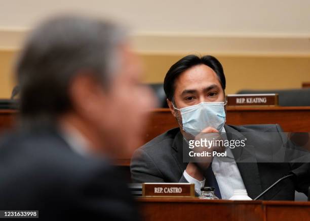 Rep. Joaquin Castro listens as U.S. Secretary of State Antony Blinken testifies before the House Committee on Foreign Affairs on The Biden...