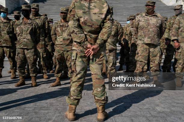 Rep. Mike Garcia speaks to members of the National Guard from California on the steps of the House, on Capitol Hill on Thursday, March 11, 2021 in...