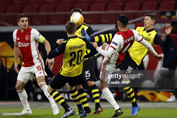 Dusan Tadic of Ajax, Michel Aebischer or BSC Young Boys, Jordan Lefort or BSC Young Boys, Edson Alvarez or Ajax, Christian Fassnacht or BSC Young...