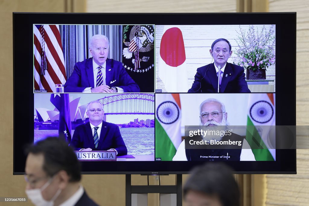 Japan's Prime Minister Yoshihide Suga Attends "Quadrilateral" Video Meeting