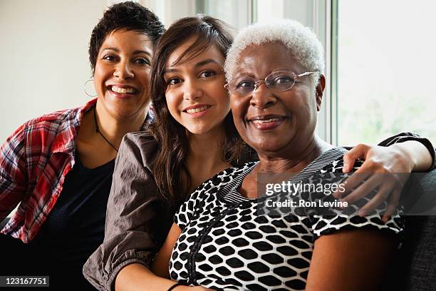 three generations of african -american women - 3 old people stockfoto's en -beelden