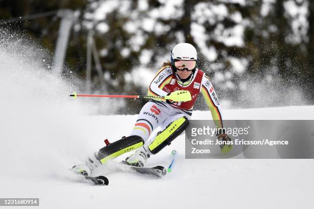 Lena Duerr of Germany in action during the Audi FIS Alpine Ski World Cup Women's Slalom on March 13, 2021 in Are Sweden.