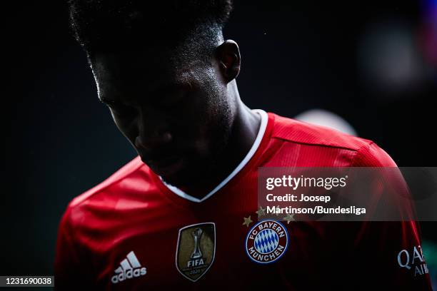 Alphonso Davies of FC Bayern walks off the pitch after the Bundesliga match between SV Werder Bremen and FC Bayern München at Wohninvest Weserstadion...