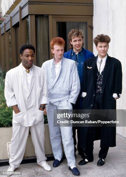 Scottish rock band Big Country Tony Butler, Bruce Watson, Mark Brzezickiand Stuart Adamson during the Golden Rose Festival in Montreux, Switzerland...