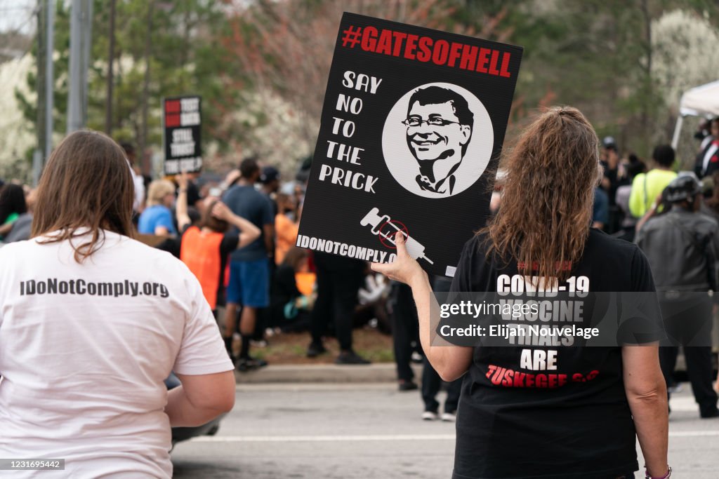 Activists Protest Against Masks And Vaccine Passports At CDC Headquarters