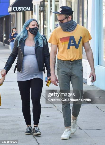 Hilary Duff and Matthew Koma are seen on March 13, 2021 in Los Angeles, California.