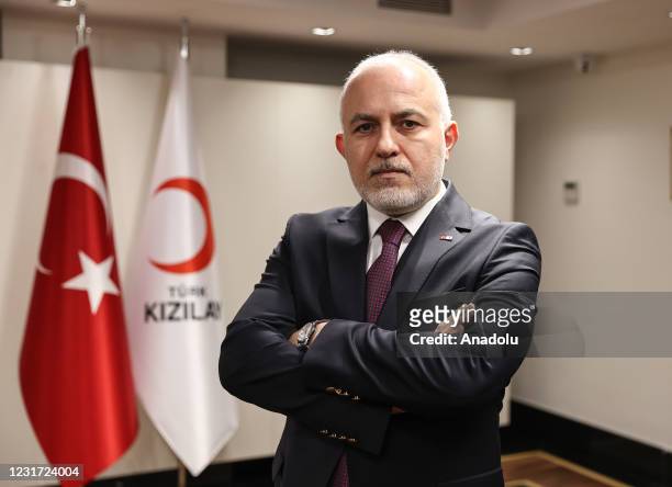 Kerem Kinik, head of the Turkish Red Crescent or Kizilay, poses for a photo during an exclusive interview with Anadolu Agency, as this Monday marks...