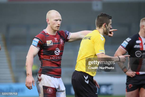 Liam Farrell of Wigan Warriors during the pre-season match between Salford Red Devils and Wigan Warriors at AJ Bell Stadium, Eccles, UK on 14th March...