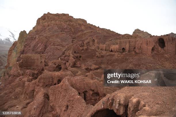 This general view shows the ruins of the historic city of Shahr-e Zuhak or Zuhak City, on the outskirts of Bamiyan on March 15, 2021.