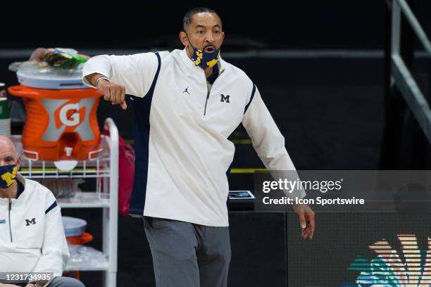 Michigan Wolverines head coach Juwan Howard on the sidelines during the men's Big Ten tournament college basketball game between the Maryland...