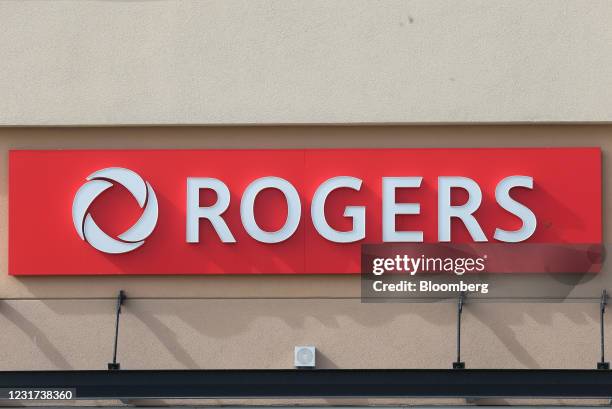 Signage outside a Rogers store in Winnipeg, Manitoba, Canada, on Monday, March 15, 2021. Rogers Communications Inc. Agreed to buy rival Shaw...
