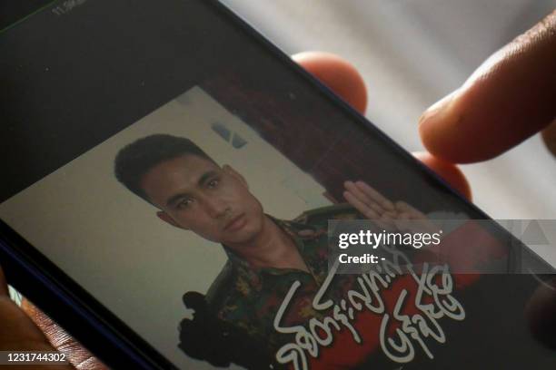 This screengrab provided via AFPTV and taken on March 14, 2021 shows Shing Ling, a former Myanmar soldier who deserted the military to join the...