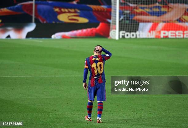 Leo Messi during the match between FC Barcelona and SD Huesca, corresponding to the week 27 of the Liga Santander, played at the Camp Nou Stadium, on...