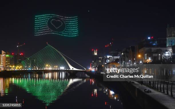 Symbols of Ireland's world-famous traditional music and dance culture can be seen, as the Orchestra of Light Intel Drone Light Show to celebrate...