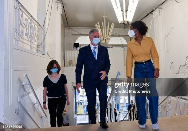 Brussels, His Majesty the King Philippe visits the Beursschouwburg in the heart of Brussels. There he meets employees and learns about the impact of...