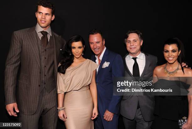 Player Kris Humphries, Kim Kardashian, Colin Cowie, Jason Binn and Kourtney Kardashian attend A Night of Style & Glamour to welcome newlyweds Kim...