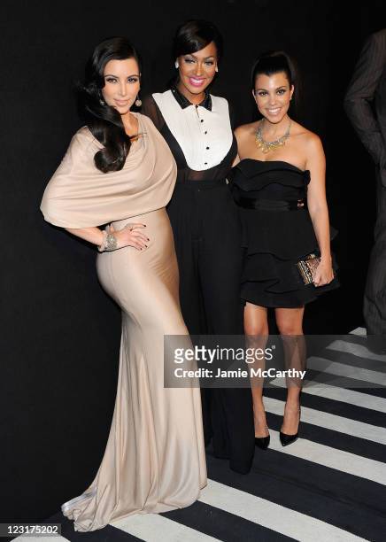 Personalities Kim Kardashian, La La Anthony and Kourtney Kardashian attend A Night of Style & Glamour to welcome newlyweds Kim Kardashian and Kris...
