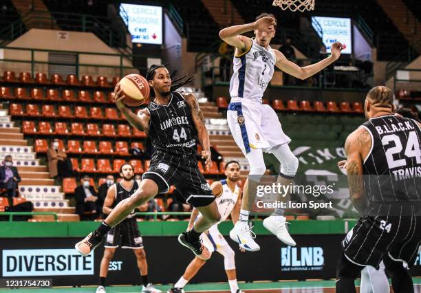 Kenny Speedy SMITH of Limoges during the Jeep Elite match between Limoges and Levallois at Palais des Sports de Beaublanc on March 16, 2021 in...