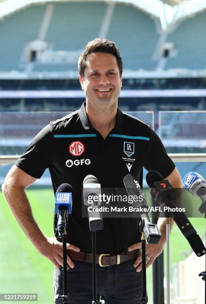 Gavin Wanganeen speaks during the AFL Season Launch at Adelaide Oval on March 17, 2021 in Adelaide, Australia.