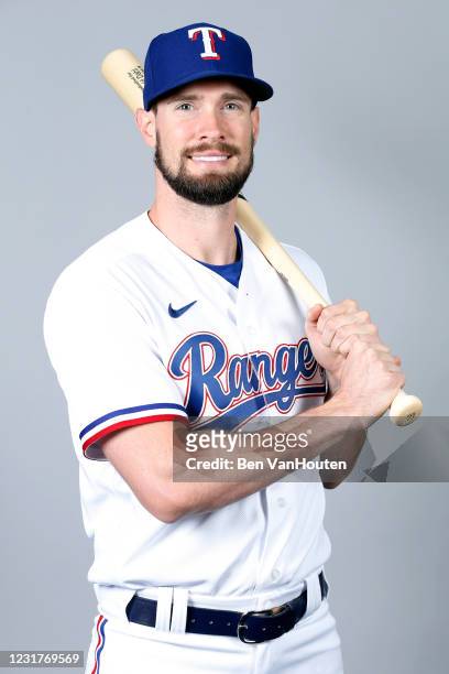 David Dahl of the Texas Rangers poses during Photo Day on Tuesday, February 23, 2021 at Surprise Stadium in Surprise, Arizona.