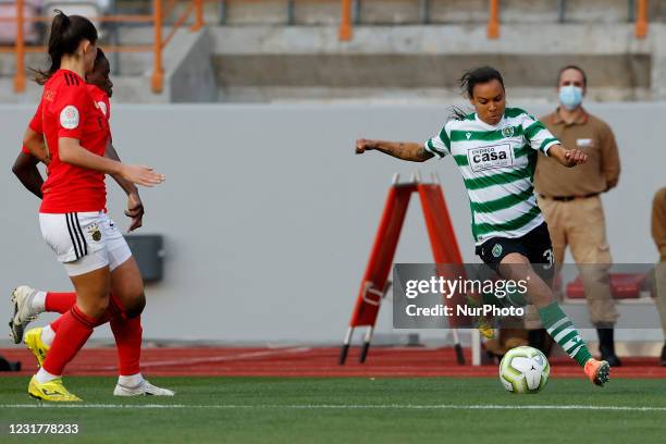 Raquel Fernandes in action during the Womens Taa da Liga Final between Sporting CP and Sl Benfica FC at Estdio Magalhes Pessoa, Leiria, Portugal...