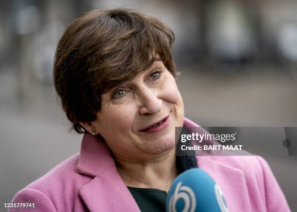 Partij van de Arbeid party leader Lilianne Ploumen arrives at the Binnenhof, the day after the House of Representatives elections in The Hague on...
