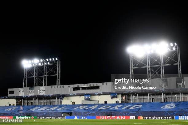 General view shows estadio Alfredo Di Stefano prior to the UEFA Champions League Round of 16 second leg football match between Real Madrid CF and...