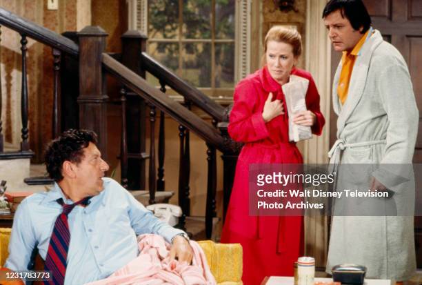 David Ketchum, Julie Harris, Robert Long appearing in the ABC tv series 'Thicker Than Water', episode 'The Jerk Who Came To Dinner'.