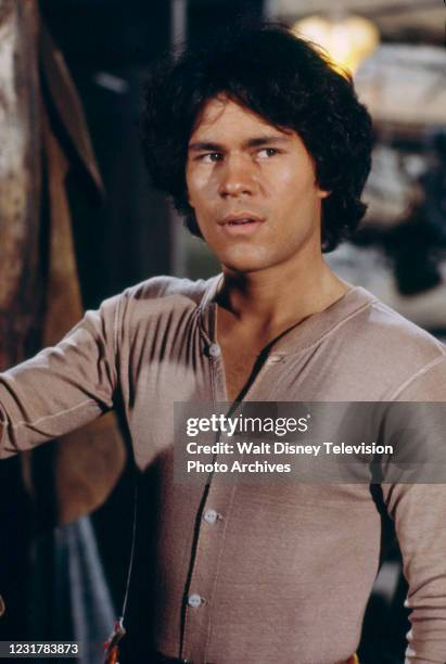 Martinez appearing in the ABC tv series 'The Cowboys', episode 'Death on a Fast Horse', shot at the Empire Ranch.