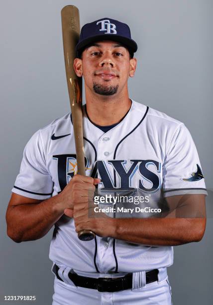 Rene Pinto of the Tampa Bay Rays poses during Photo Day on Monday, February 22, 2021 at Charlotte Sports Park in Port Charlotte, Florida.