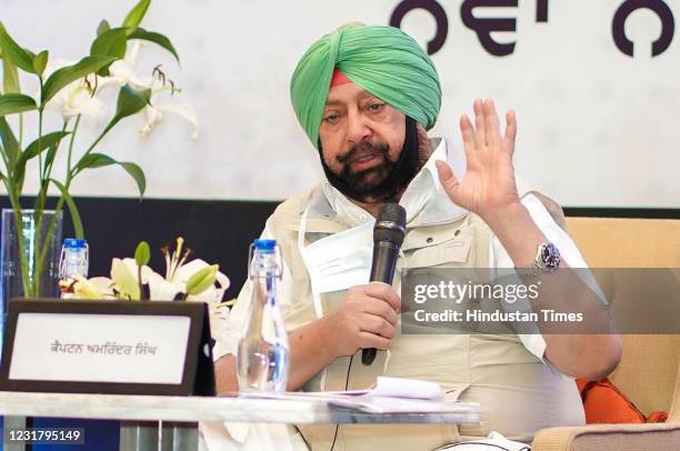 Punjab Chief Minister Captain Amarinder Singh addressing mediapersons on the completion of four years of his government on March 18, 2021 in...