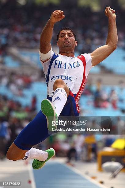 Salim Sdiri pf France competes in the men's long jump qualification round during day six of the 13th IAAF World Athletics Championships at the Daegu...
