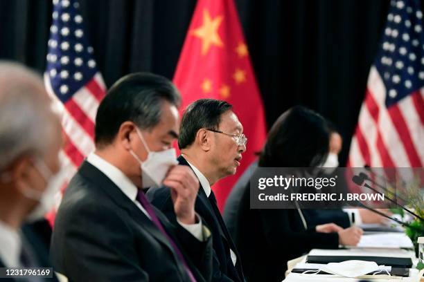 The Chinese delegation led by Yang Jiechi , director of the Central Foreign Affairs Commission Office and Wang Yi , China's Foreign Minister, speak...