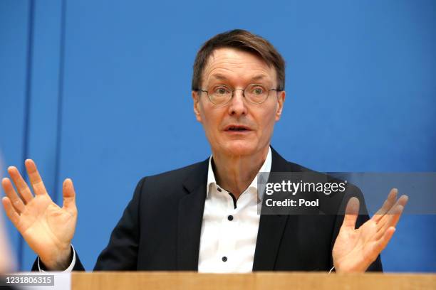 Karl Lauterbach, health policy expert of the German Social Democrats , speaks to the media the day after the European Medicines Agency announced that...