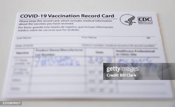 Vaccination record card issued by the Centers for Disease Control