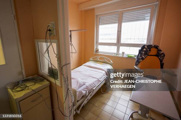 Picture taken on March 19 in Epinal, northeastern France shows a room of the former Emile-Durkheim hospital .