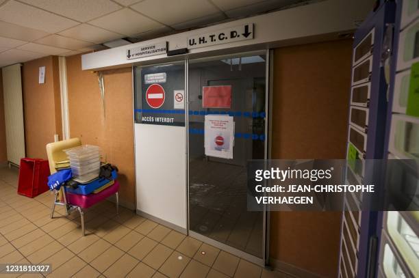 Picture taken on March 19 in Epinal, northeastern France shows the access to the emergency department of the former Emile-Durkheim hospital.