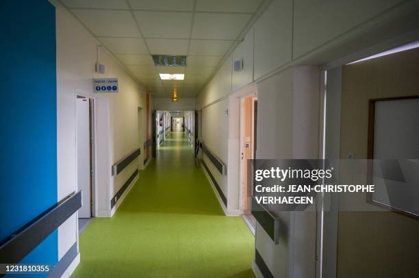 Picture taken on March 19 in Epinal, northeastern France shows a corridor of the former hospital Emile-Durkheim.