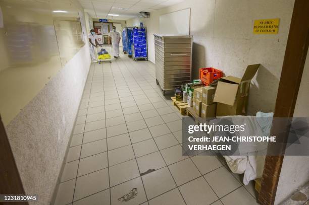 Picture taken on March 19 in Epinal, northeastern France shows a corridor of the former Emile-Durkheim hospital.