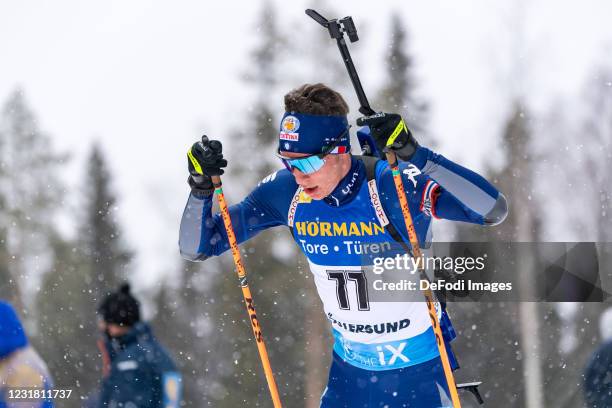 Didier Bionaz of Italy in action competes during the Men 10 km Sprint Competition at the IBU World Championships Biathlon Ostersund on March 19, 2021...